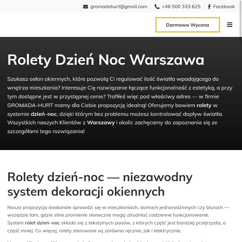 Warszawa - rolety w kasecie